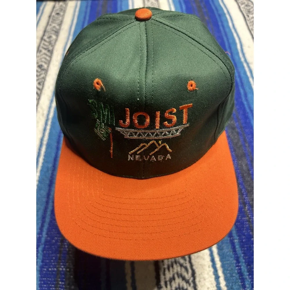 Vintage SMI Joist Nevada Snapback Hat Green Orange Steel Company Fallon